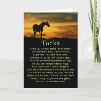 Horse Sympathy Loss of Horse Custom Name Card