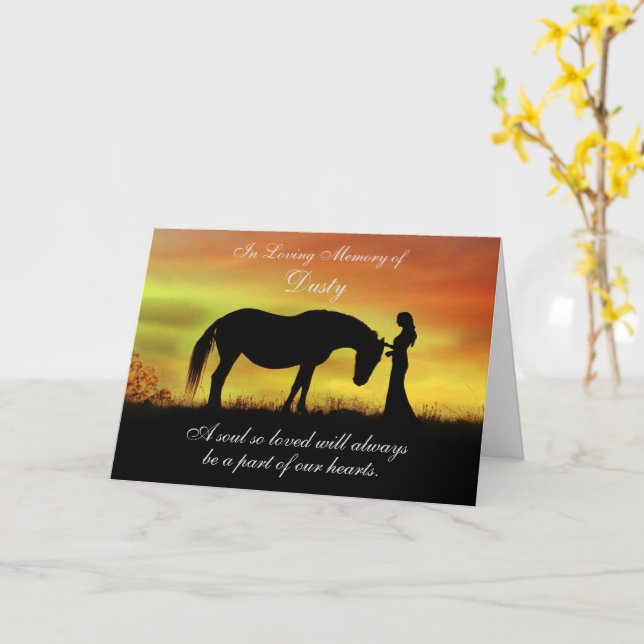 Horse Sympathy Memorial Custom Name Beautiful Card (Yellow Flower)