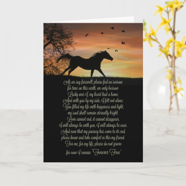 Horse Sympathy Memorial with Spiritual Poem Card (Yellow Flower)