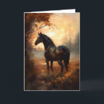 Horse Sympathy Peaceful Sunset Equestrian Card<br><div class="desc">Horse Sympathy Card with a sunset oil painting of a horse,  peaceful and serene. Inside is space for a poem or your text of choice. A beautiful thoughtful card to send someone who is grieving the loss of a horse.</div>