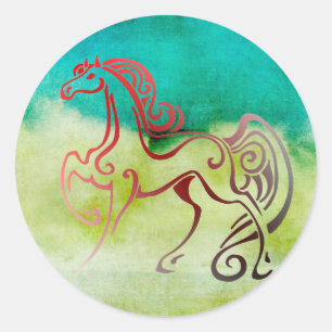 Horse Tails Classic Round Sticker