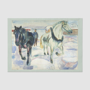 Horse Team in Snow by  Edvard Munch Tissue Paper