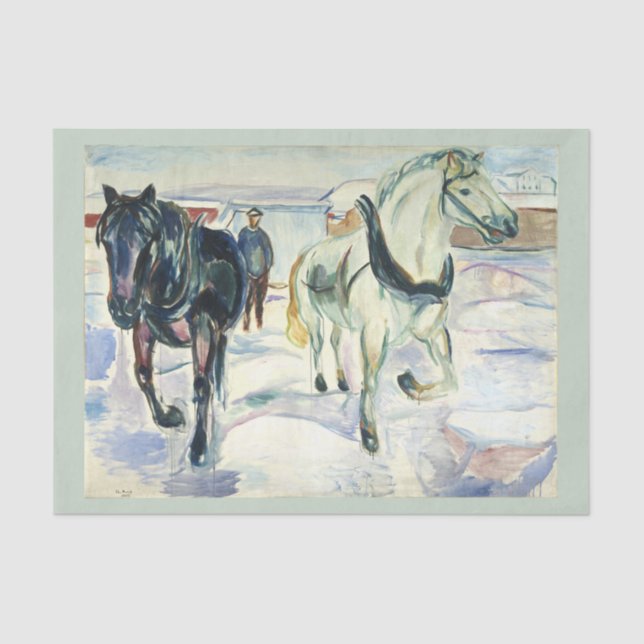 Horse Team in Snow by  Edvard Munch Tissue Paper (Front)