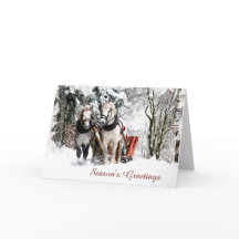 Horse Team Sleigh Ride Through Snowy Woods