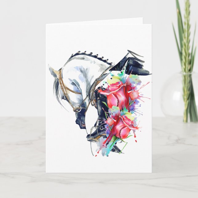 Horse thank you card, blank horse birthday card (Front)