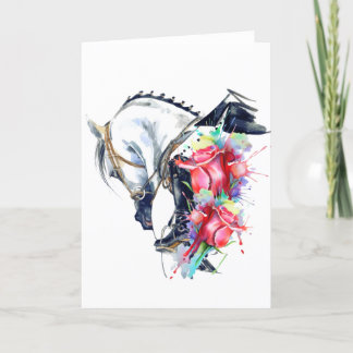 Horse thank you card, blank horse birthday card