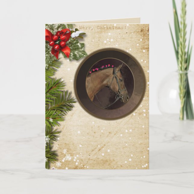 Horse Theme Christmas Card & Envelope; Customize! (Front)
