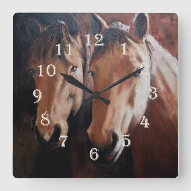 Horse Themed Clock with Two Horses (Front)