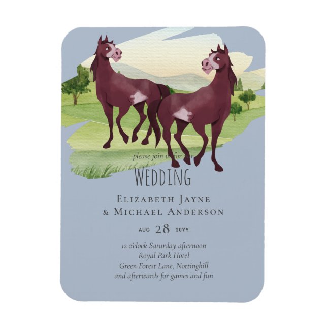 Horse Themed Country Western Rustic Wedding Magnet (Vertical)
