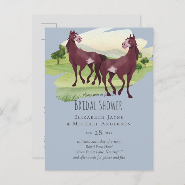Horse Themed Country Western Rustic Wedding Postcard (Front/Back)