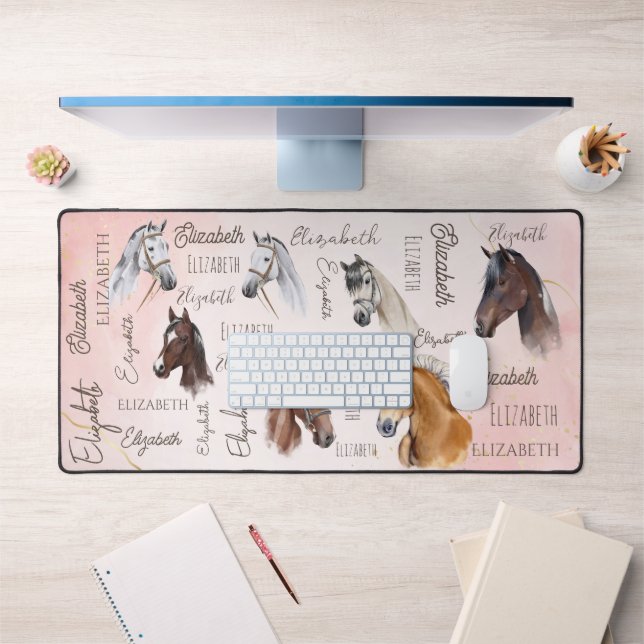 Horse themed gifts personalised name  desk mat (Office 1)