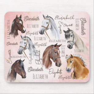 Horse themed gifts personalised name monogrammed mouse pad