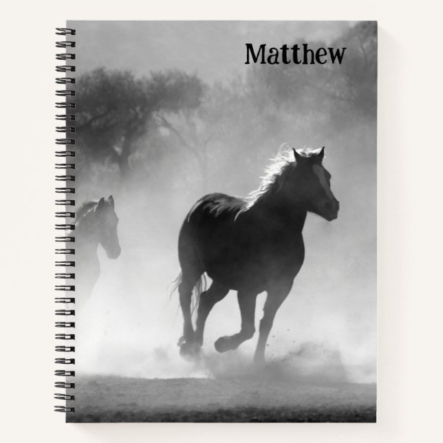 Horse Themed Notebook Personalised with Name (Front)