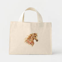 Horse Tote Bag Floral Boho Equestrian