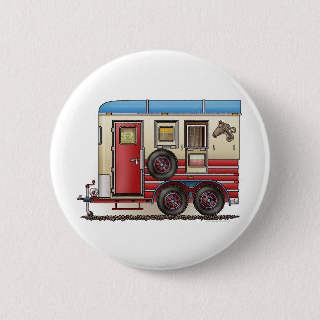 Horse Trailer Camper 6 Cm Round Badge (Front)