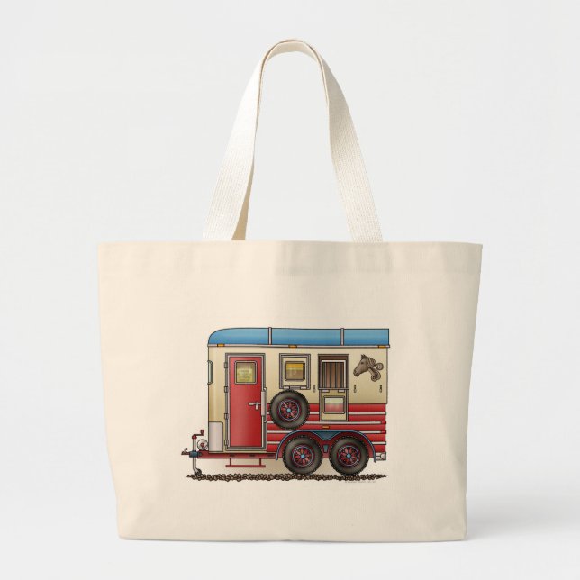 Horse Trailer Camper Large Tote Bag (Front)
