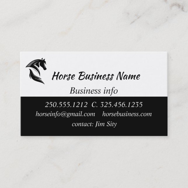 Horse Trainer, Boarding Stables, Riding Lessons   Business Card (Front)