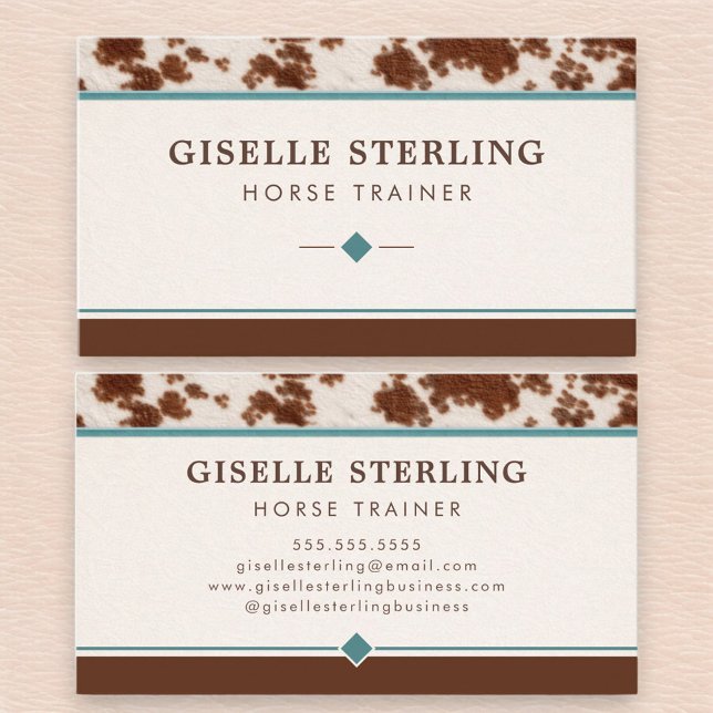 Horse Trainer Cowhide Western Business Card (Creator Uploaded)