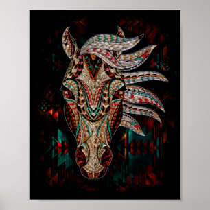 Horse Tribal Abstract Native American Geometric Poster