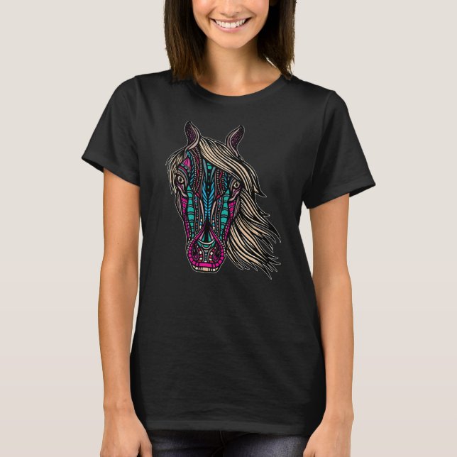 Horse Tribal Eastern Culture  India Hindi Animals T-Shirt (Front)