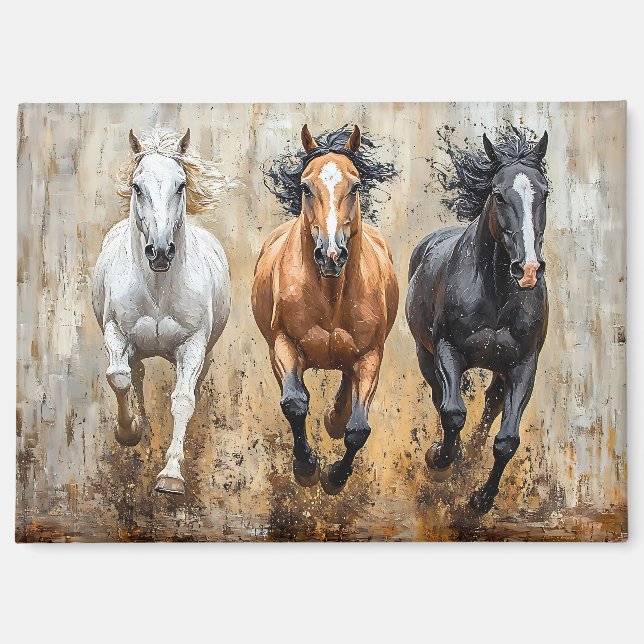 Horse Trio Galloping Painting Magnet (Front)