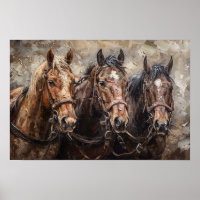 Horse Trio Oil Painting