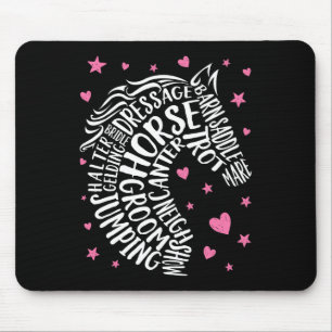Horse Typography Word Art Equestrian Girls Horseba Mouse Pad
