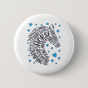 Horse Typography Word Art Girls Horseback Riding E 6 Cm Round Badge