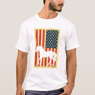 Horse USA American Flag 4th of July Patriotic Eque T-Shirt