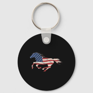 Horse USA Patriotic Horse American Flag Vintage Key Ring