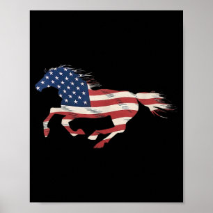 Horse USA Patriotic Horse American Flag Vintage Poster