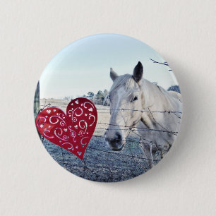 HORSE Valentine heart 6 Cm Round Badge