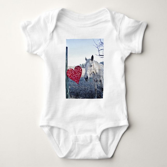 HORSE Valentine heart Baby Bodysuit (Front)