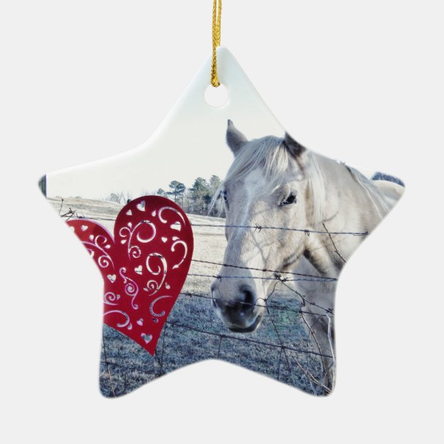 HORSE Valentine heart Ceramic Tree Decoration (Front)