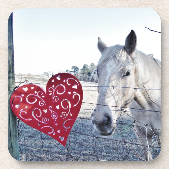 HORSE Valentine heart Coaster (Front)