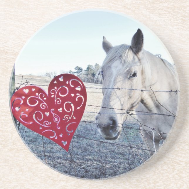 HORSE Valentine heart Coaster (Front)