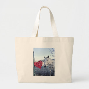 HORSE Valentine heart Large Tote Bag