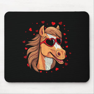 Horse Valentine Sungles Heart Cute Horse Lovers  Mouse Pad