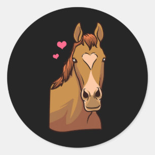 Horse Valentines Day Shirt Heart Pony Horseback Ri Classic Round Sticker