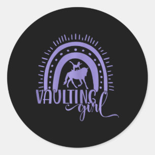 Horse Vaulting Girl Rainbow Horses Horseback Ridin Classic Round Sticker