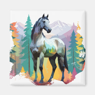 Horse Vector Art Animal In The Majestic Nature Magnet