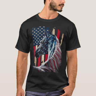 Horse Vintage Print On Back Zip T-Shirt