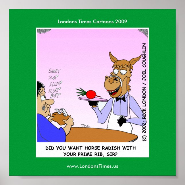 Horse Waiters Funny Cartoom Posters (Front)