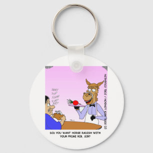 Horse Waiters Funny Cartoon Tees & Gifts Key Ring