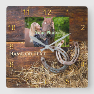 Horse Wall Clock with Horse's Picture, Name 