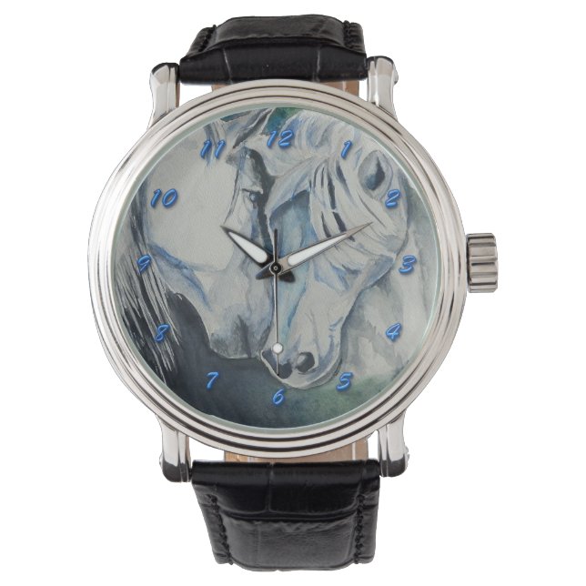 Horse Watch, Blue with Blue Numbers Watch (Front)