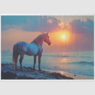 Horse Watching Sunset by the Seaside Decoupage Tissue Paper