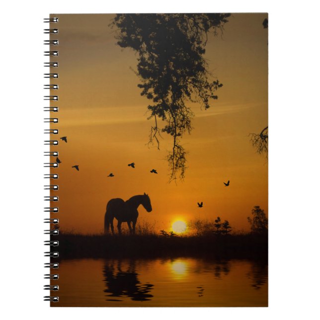 Horse Water Sunset Country Notebook (Front)