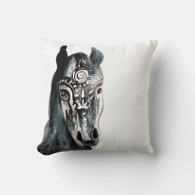 Horse Watercolor Art Cushion (Front)