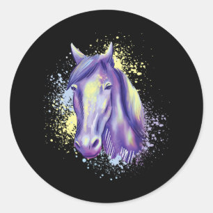 Horse Watercolor Horseback Riding Horse Lover Classic Round Sticker